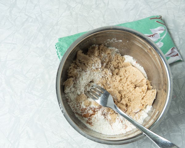 streusel dry ingredients in a bowl