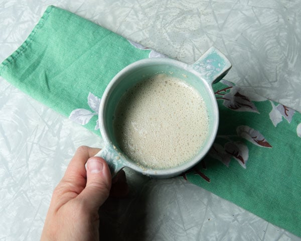 foamy yeast in a bowl