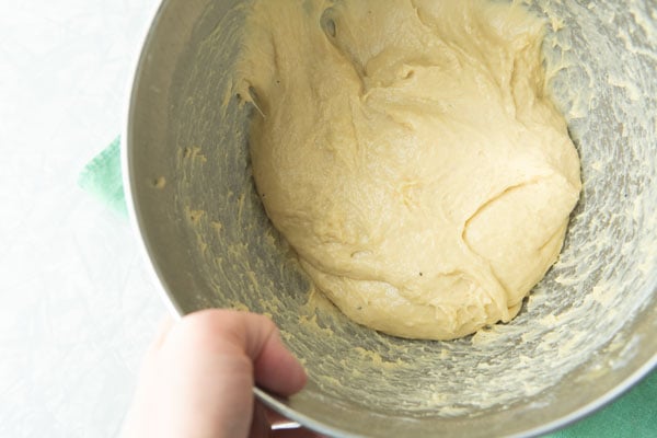 sticky dough in a bowl