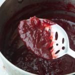 plum jam on spoon