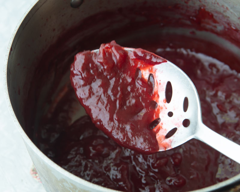 plum jam on spoon