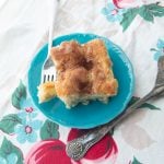 moravian sugar cake on plate with fork