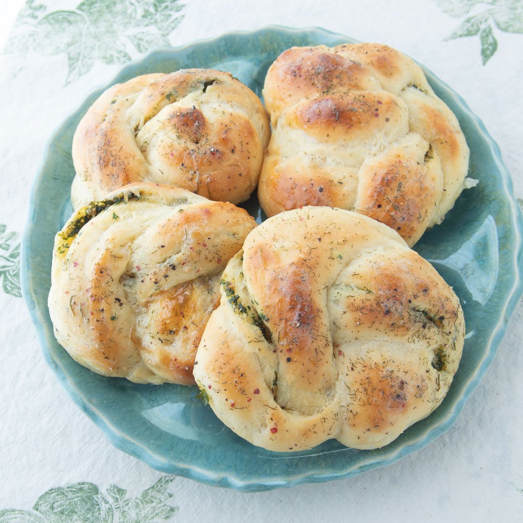 potato garlic knots on plate