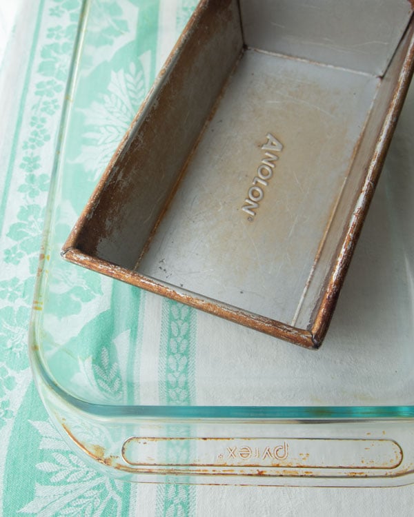 loaf pan and glass baking pan