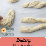 twisting potato garlic knot dough together