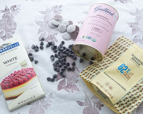 chocolate, cocoa, and chocolate chips