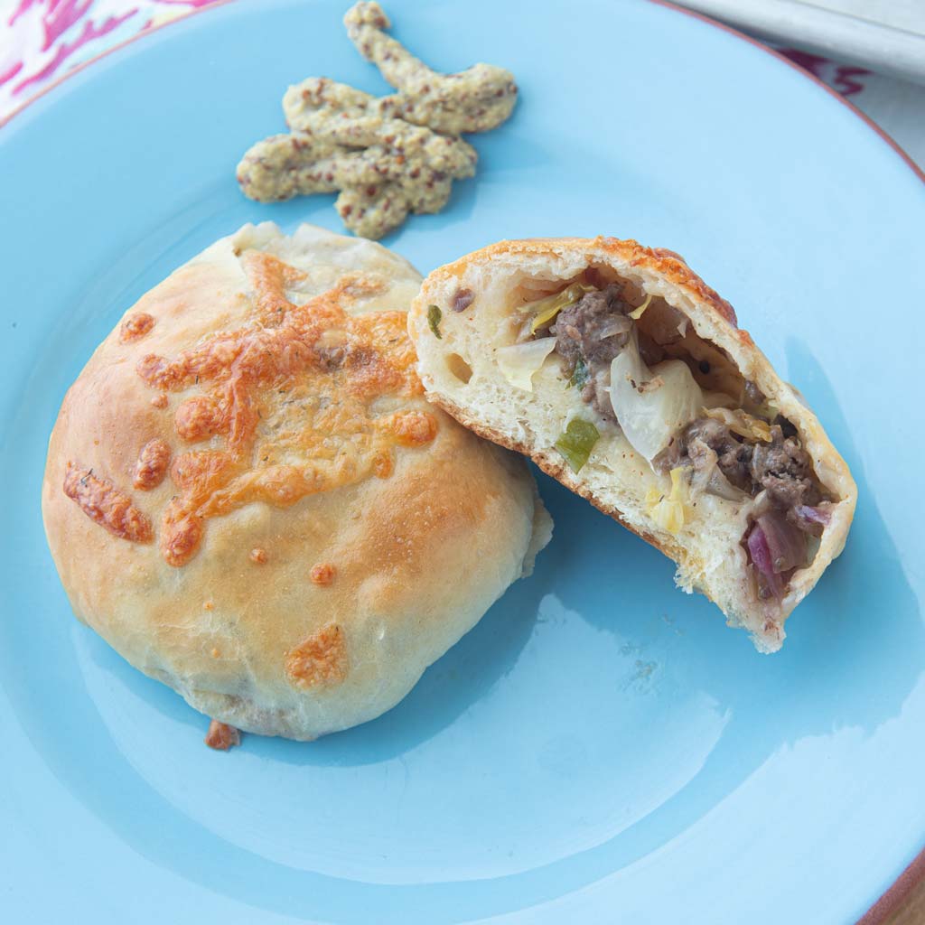 krautburgers on plate with mustard