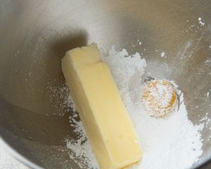 butter, powdered sugar, and egg yolk