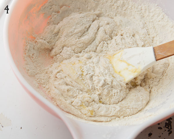 mixing pita bread dough