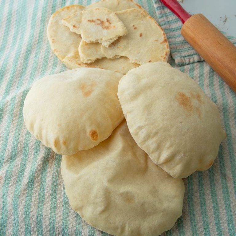 pita bread with rolling pin