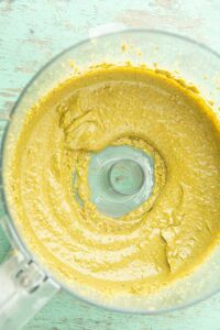 smooth pistachio butter in food processor bowl