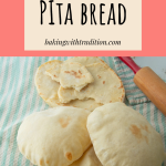 stack of pita breads, text overlay