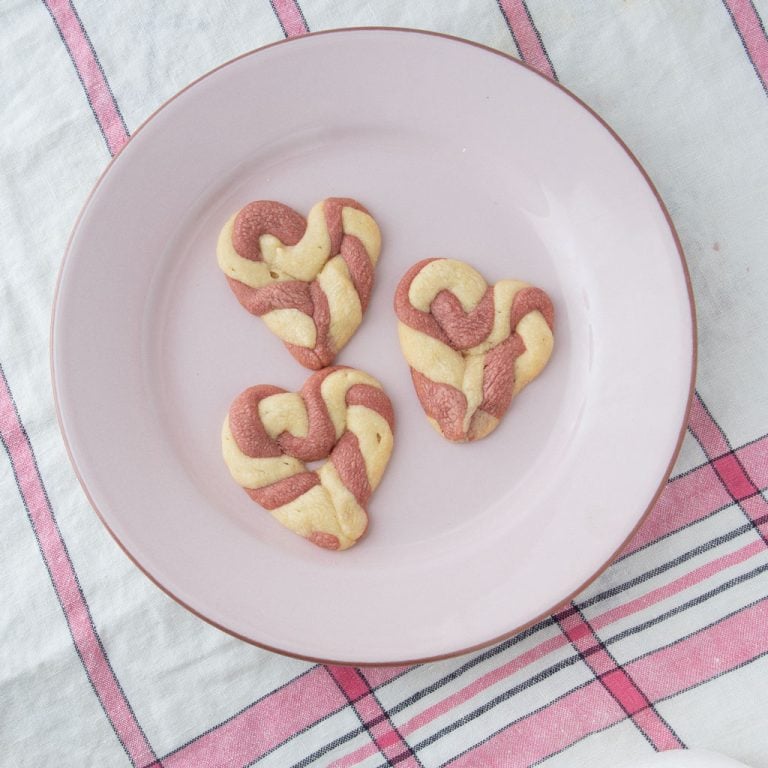 dye free strawberry cookies on plate