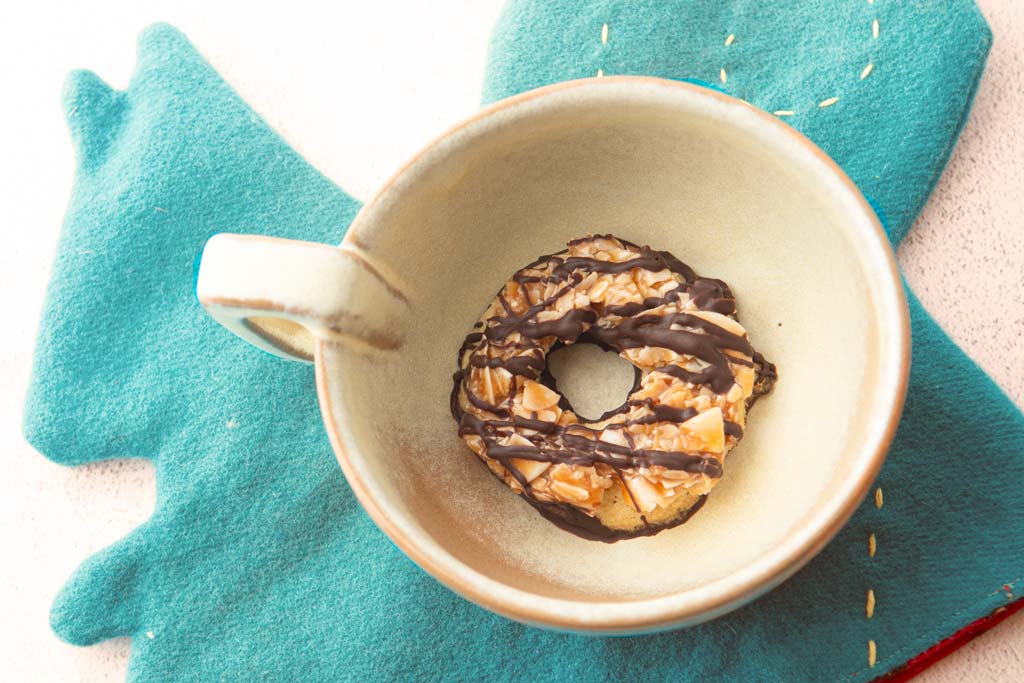 homemade samoa cookies in bowl