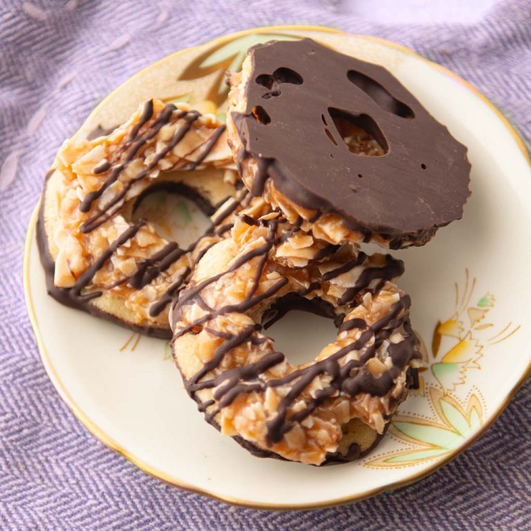 homemade samoa cookies on plate