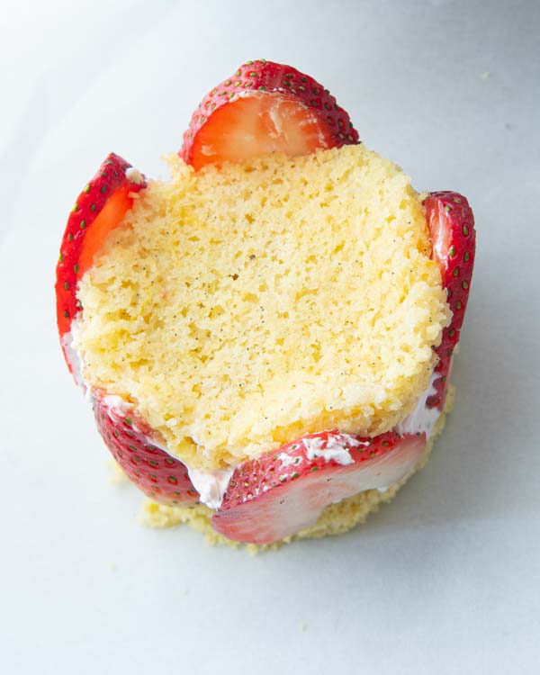 top of strawberry mini cake