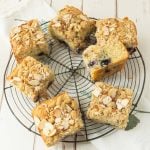 pieces of lemon blueberry snacking cake on rack