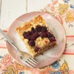 raspberry sour cream coffee cake on plate
