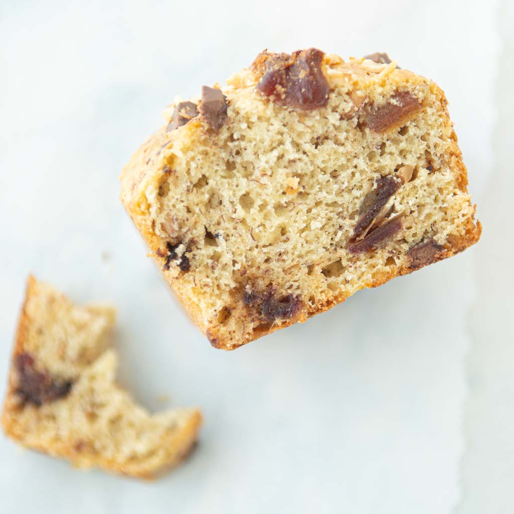 closeup of mini banana bread loaf