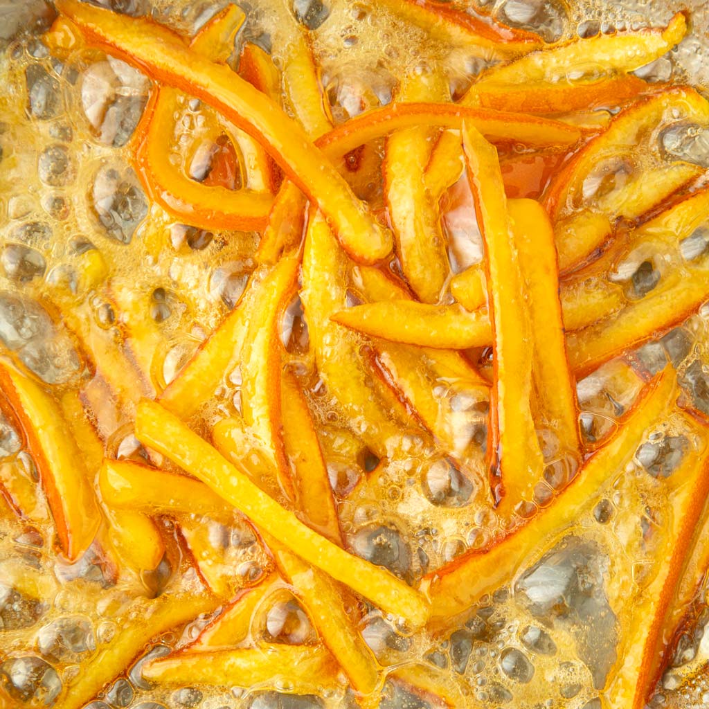 orange peel strips in syrup