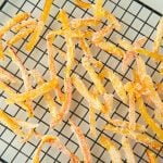 candied orange peel on rack