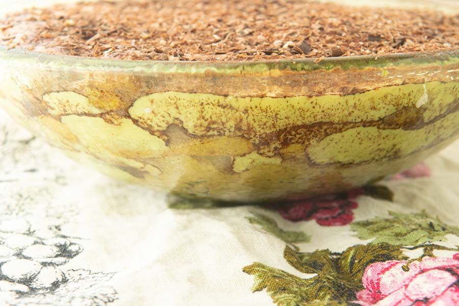 tiramisu layers in glass bowl