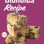 stack of white bean blondies, text overlay