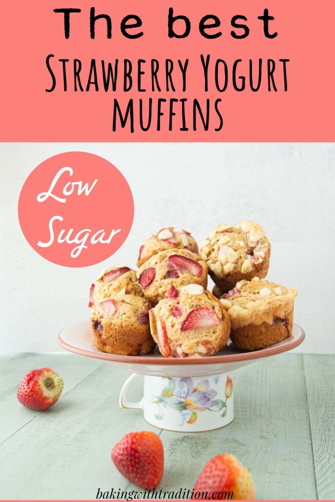 muffins on pedestal with strawberries