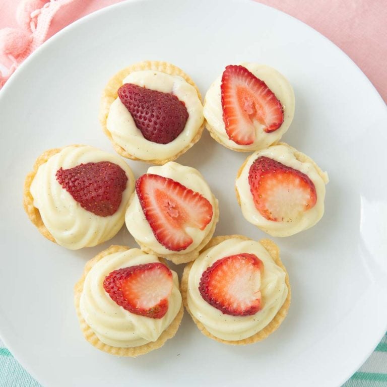 mini strawberry tarts on plate