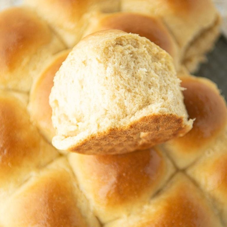 closeup of easy whole wheat dinner rolls