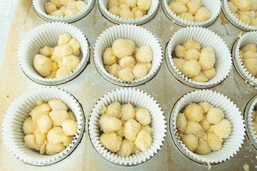 lemon monkey bread muffins in muffin papers