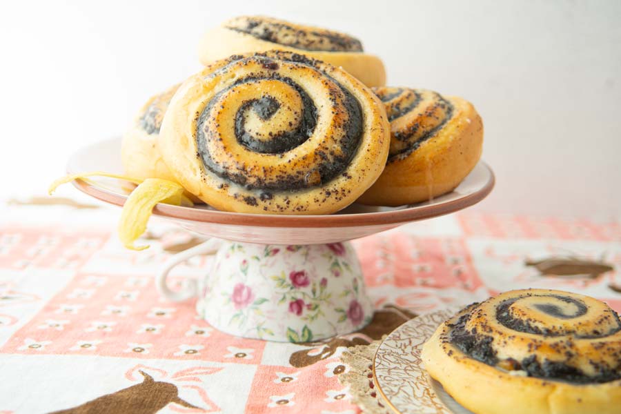poppy seed rolls on plate