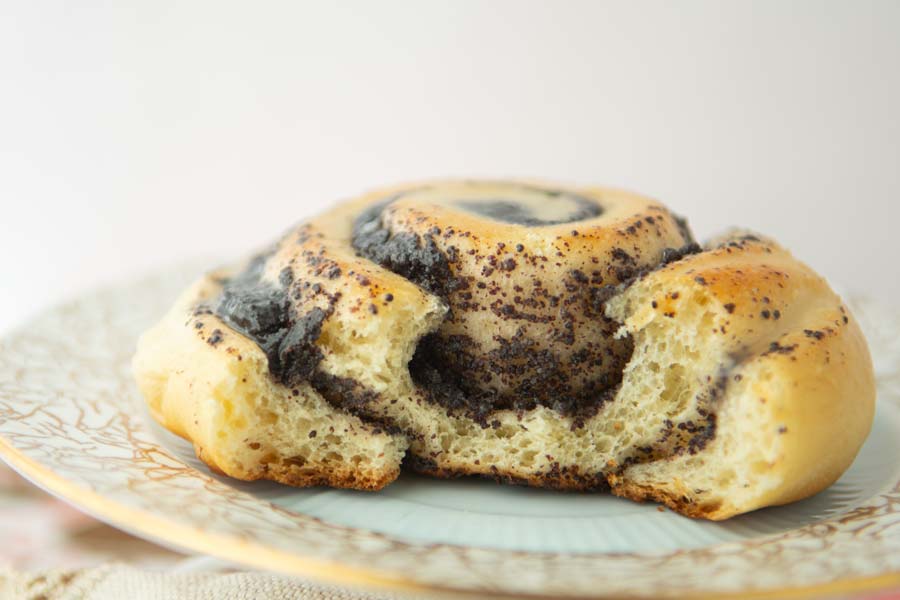 bite out of sweet poppy seed roll