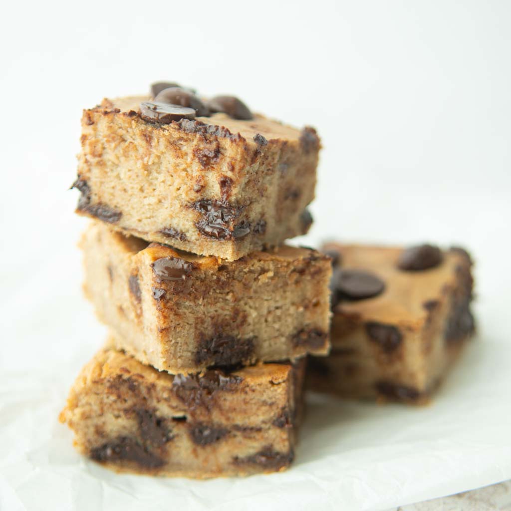 white bean blondies stacked