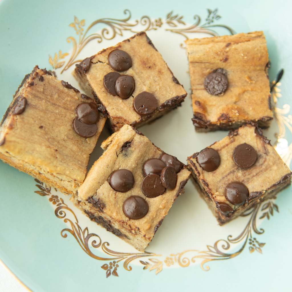 white bean blondies in bowl