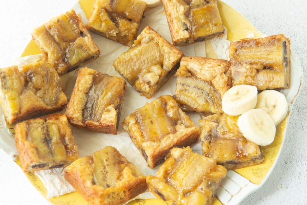 Bananas Foster blondies