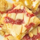 closeup of strawberry blondies