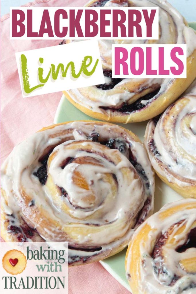 lime blackberry rolls closeup with text overlay