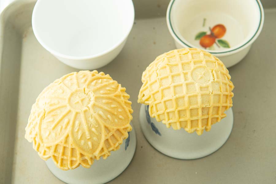 forming waffle cups on ramekins