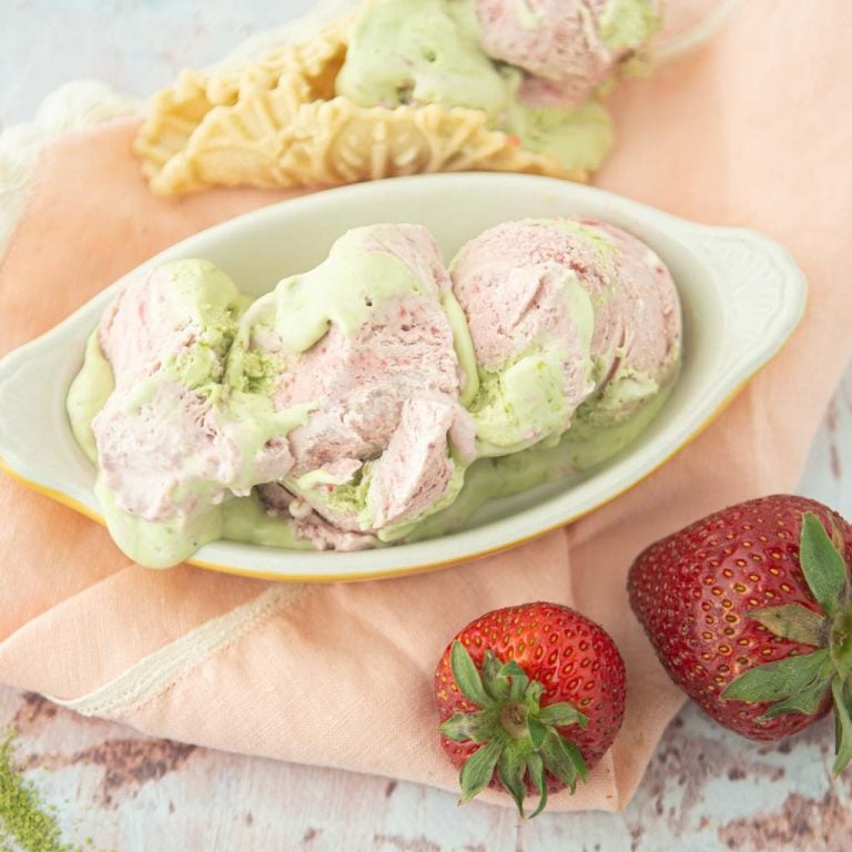 strawberry matcha no-churn ice cream