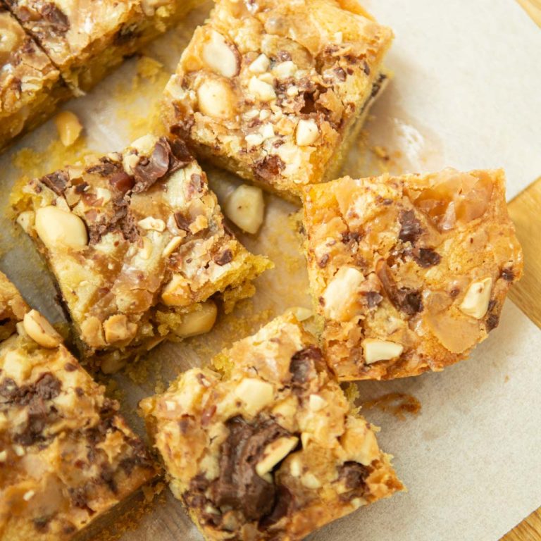 caramel peanut chocolate blondies