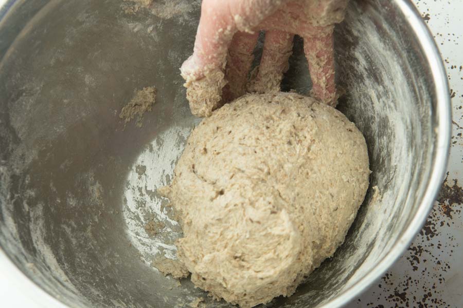 rye dough in bowl