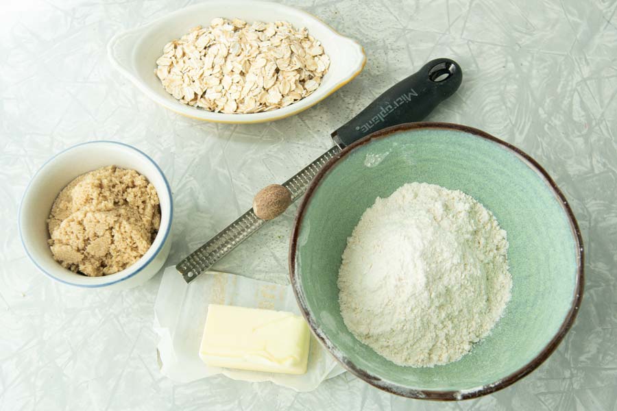 ingredients for nutmeg streusel