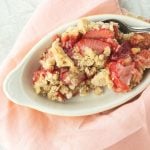 serving of strawberry crisp in dish