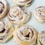 lime blackberry rolls closeup on sheet tray