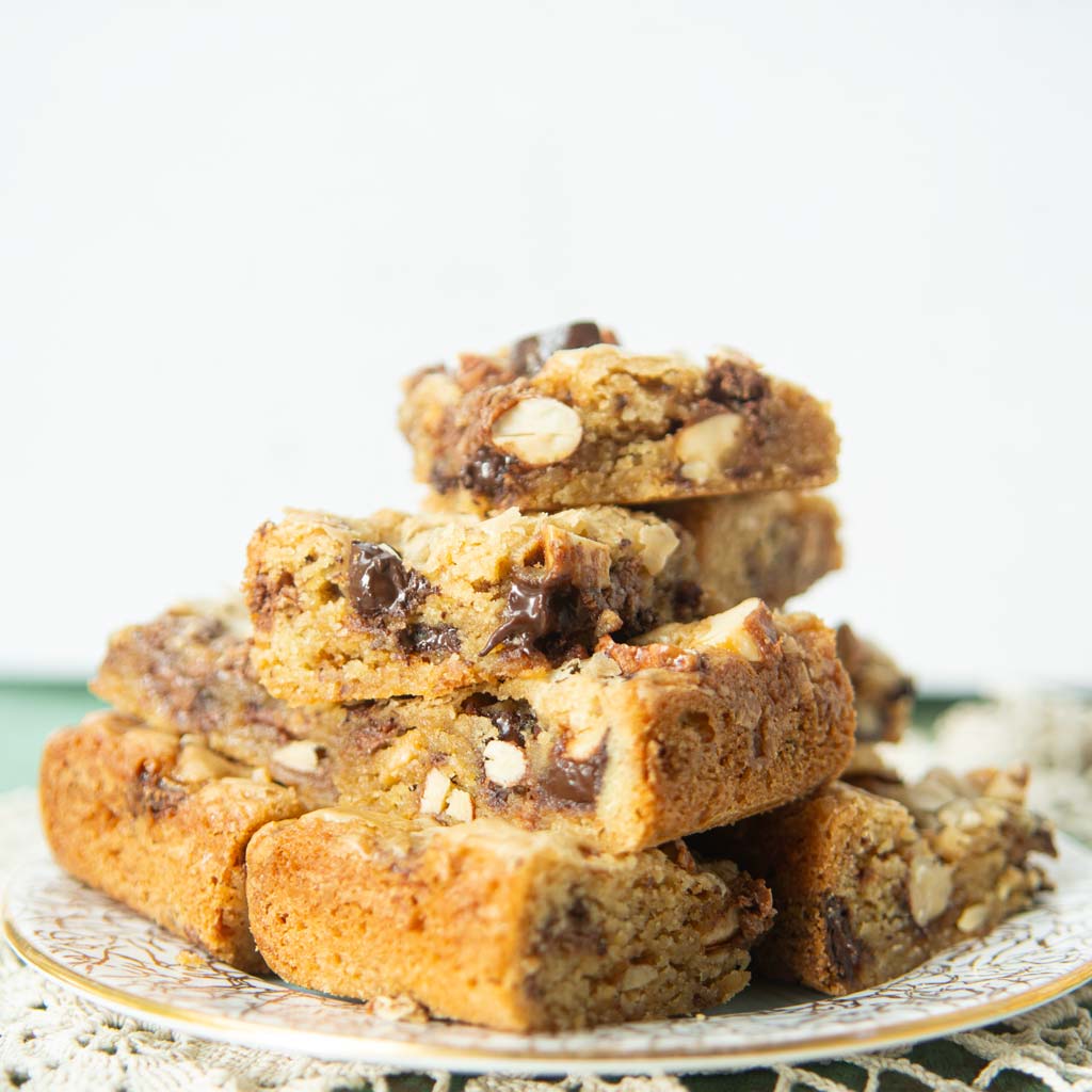 stack of kitchen sink blondies on plate