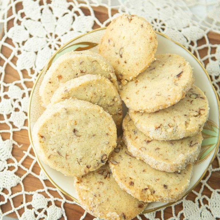 pecan sandies cookies on plate