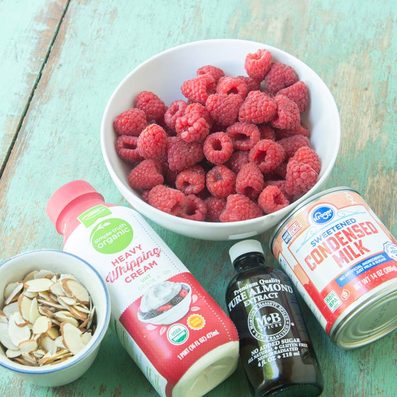 ingredients for raspberry swirl ice cream