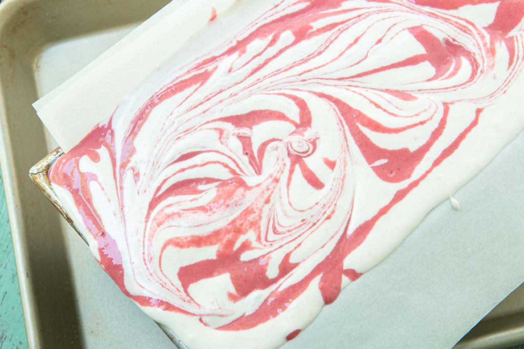 raspberry swirl ice cream before freezing
