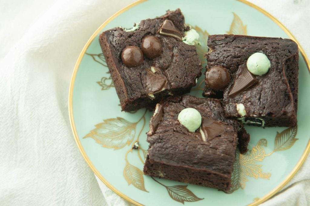 mint brownies on plate